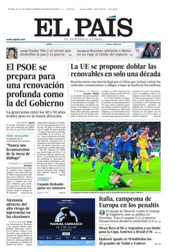 Portada de El País para el 12 de julio.