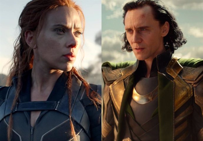 Scarlett Johansson y Tom Hiddleston como Viuda Negra y Loki