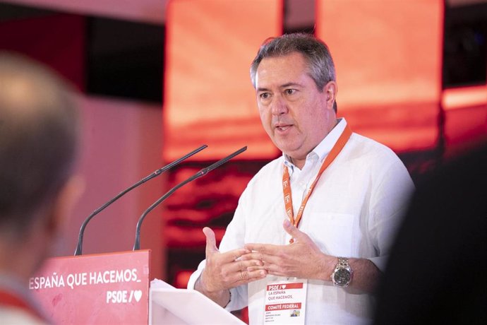 El alcalde de Sevilla y candidato a la Presidencia de la Junta, Juan Espadas, este sábado en Madrid durante su intervención en el Comité Federal del PSOE.