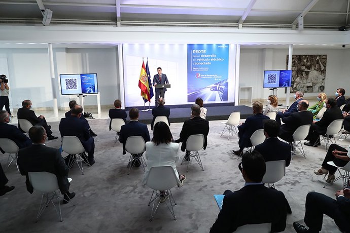 Pedro Sánchez durante la presentación del proyecto.