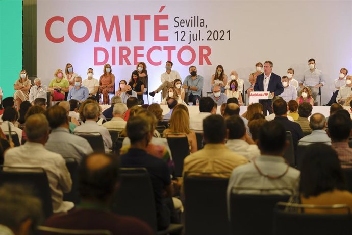 Archivo - El candidato del PSOE-A a la Junta, Juan Espadas, interviene este lunes ante el Comité Director del PSOE-A celebrado en Sevilla.