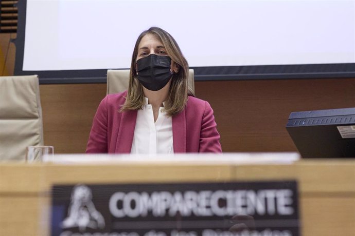 Archivo - La presidenta del FROB, Paula Conthe Calvo, comparece en la Comisión para la auditoría de la calidad democrática, la lucha contra la corrupción y las reformas institucionales y legales en el Congreso de los Diputados, a 12 de mayo de 2021.