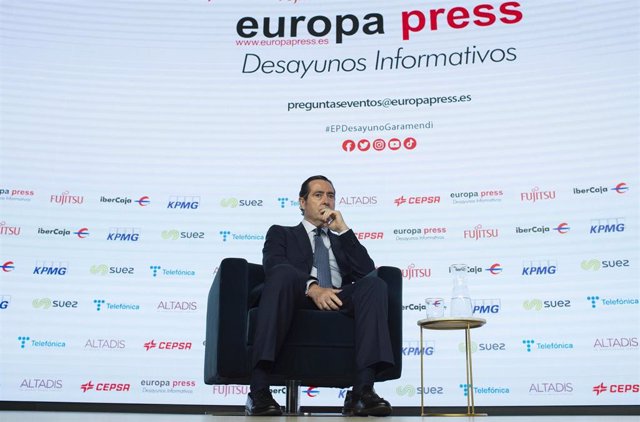 El presidente de la CEOE, Antonio Garamendi, en los Desayunos Informativos de Europa Press