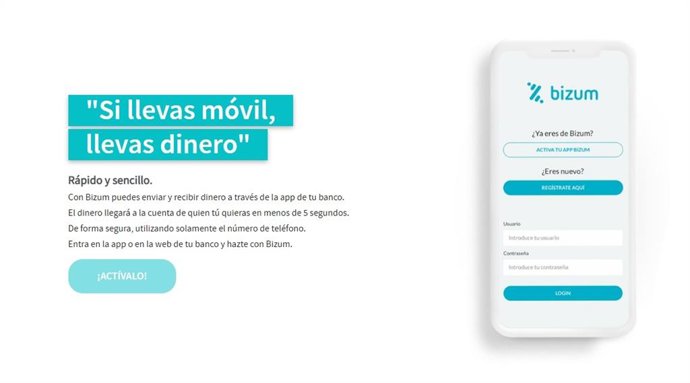 Archivo - Bizum, la solución de pago móvil de la banca española. Imagen obtenida de su página web.