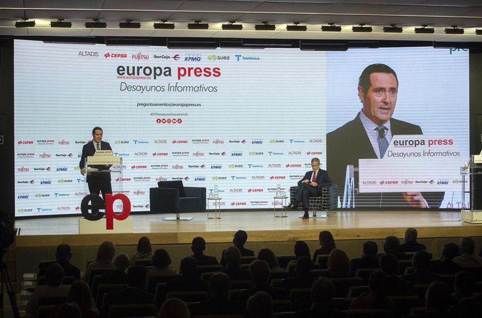 El presidente de la CEOE, Antonio Garamendi, en los Desayunos Informativos de Europa Press