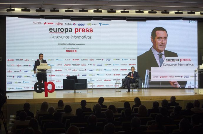 El president de la CEOE, Antonio Garamendi, en els Esmorzars Informatius d'Europa Press