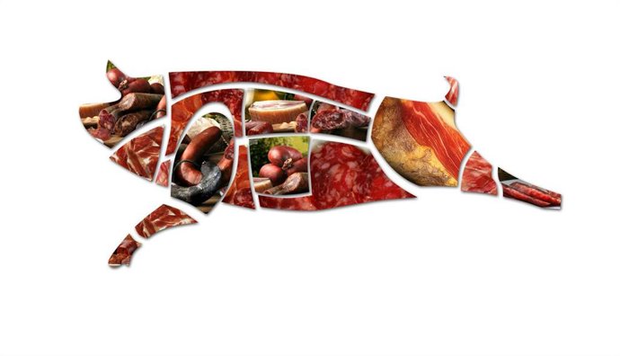Ilustración de la carne procedente del cerdo