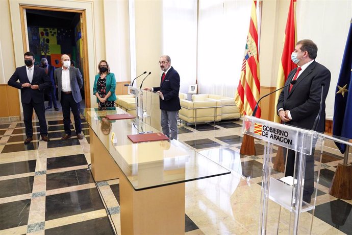 El presidente del Gobierno de Aragón, Javier Lambán, ha realizado las declaraciones en el Edificio Pignatelli.