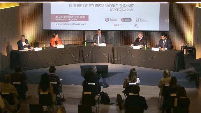 Presentación de la Cumbre Mundial del Turismo 'Future of Tourism World Summit' este martes en Barcelona.