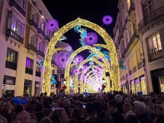 Luces de Navidad en Málaga capital en una imagen de archivo