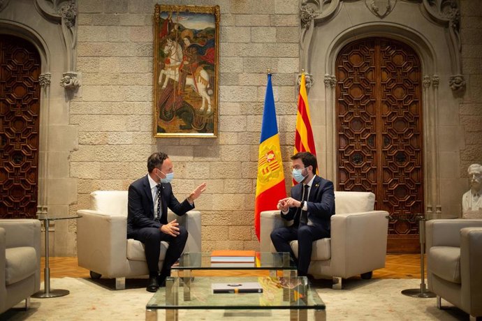 Reunión del jefe de Gobierno de Andorra, Xavier Espot, y el presidente de la Generalitat, Pere Aragons.
