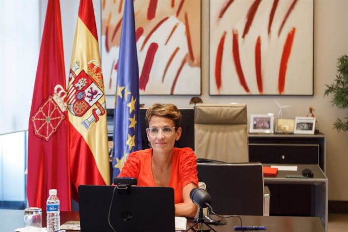 La presidenta del Gobierno de Navarra, María Chivite, participa online en el Foro de Gobiernos Locales y Regionales