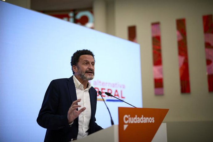 El vicesecretario general y portavoz del Comité Ejecutivo de Ciudadanos, Edmundo Bal, durante una rueda de prensa en la sede nacional del partido, a 7 de julio de 2021, en Madrid (España). El portavoz de Ciudadanos (Cs) ofrece esta comparecencia para an