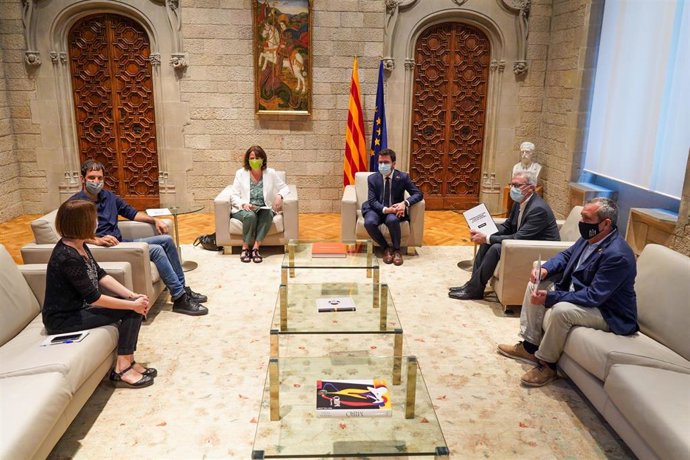El presidente de la Generalitat, Pere Aragons, se ha reunido con representantes de la Assemblea Nacional Catalana (ANC), encabezados por su presidenta, Elisenda Paluzie, a 13 de julio de 2021, en Barcelona.