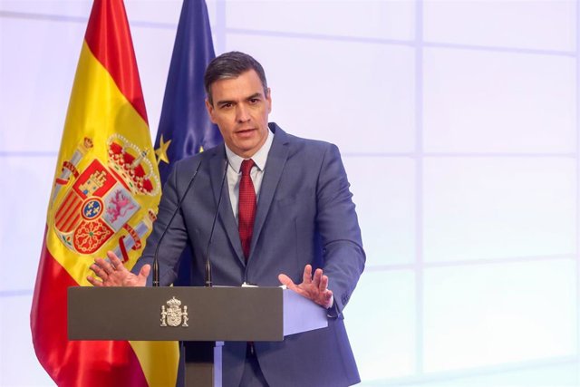 El presidente del Gobierno, Pedro Sánchez, interviene en la presentación en Moncloa del Proyecto Estratégico para la Recuperación y Transformación Económica (PERTE) del sector de la Automoción, a 12 de julio de 2021, en Madrid (España)