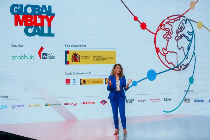 La ministra de Transportes, Movilidad y Agenda Urbana, Raquel Sánchez, durante la presentación de Global Mobility Call 2022