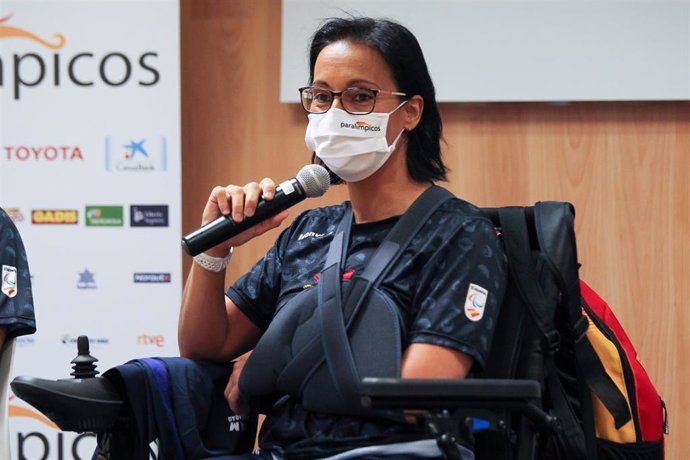 La nadadora Teresa Perales interviene en el acto de presentación del equipo paralímpico que competirá en Tokyo 2020