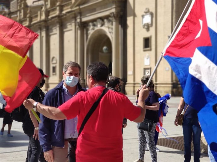 Daniel Pérez Calvo ha participado en la concentración para reclamar la libertad del pueblo cubano