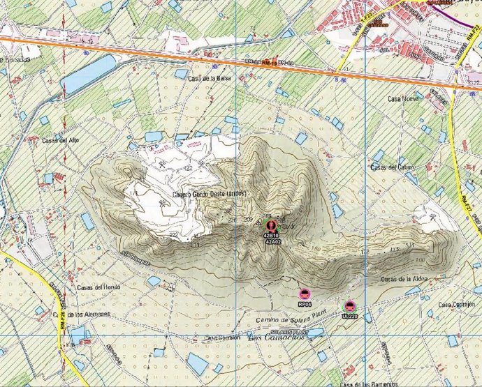 Imagen sobre el mapa del lugar en el que quedó enriscado el senderista