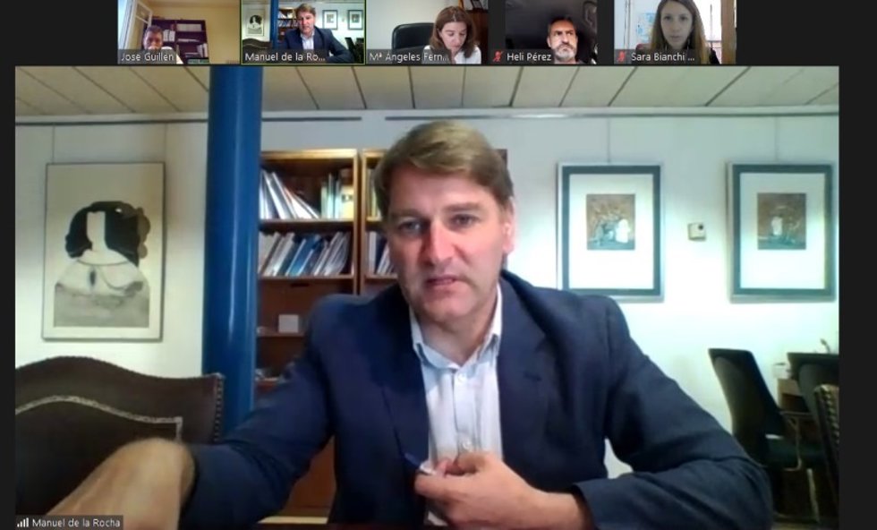 Videoconferencia de las CEOEs de Soria, Cuenca y Teruel con Manuel de la Rocha.