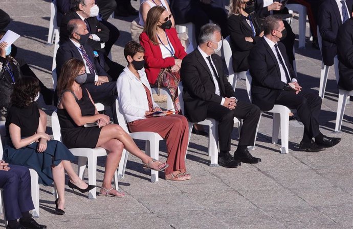 La presidenta del Gobierno de Navarra, María Chivite, en el homenaje de Estado a las víctimas del Covid-19 celebrado en Madrid.