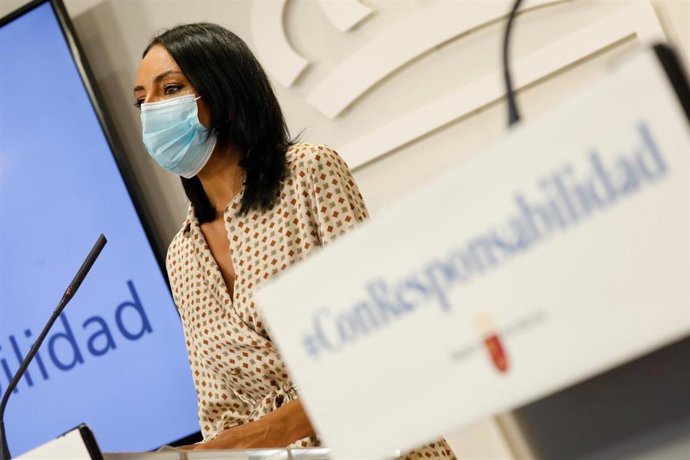 La consejera de empresa, industria y portavocía Valle Miguélez, en la rueda de prensa tras el Consejo de Gobierno