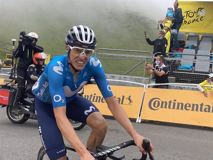 El ciclista español Enric Mas (Movistar Team), cuarto en la decimoctava etapa del Tour de Francia 2021, disputada entre Pau y Luz Ardiden sobre 129,7 kilómetros
