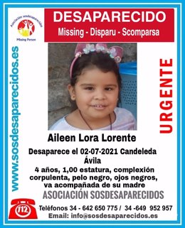 Buscan a un niña a la que se llevó su madre de Candeleda (Ávila) - SOS DESAPARECIDOS