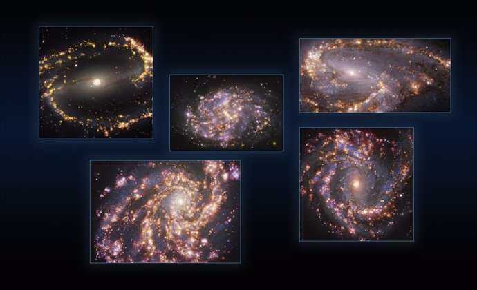 Archivo - Cinco galaxias vistas con MUSE, instalado en el VLT de ESO, a varias longitudes de onda de luz
