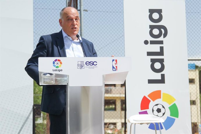 Archivo - Javier Tebas, President of La Liga during Institutional Presentation of ESC Madrid, the sports and educational center that both professional leagues, La liga and NBA, will share in Villaviciosa de Odon on Jun 15, 2021 in Villaviciosa de Odon, 