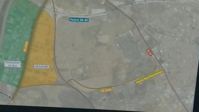 Archivo - Tramo de carretera SE-3205 de Diputación donde han empezado las obras de mejora, entre la N-IV con el Polígono La Isla.