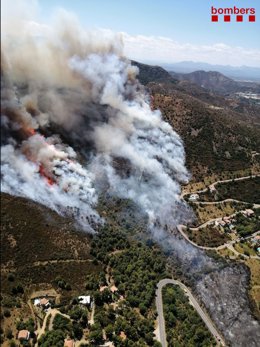 Incendio forestal en Llan (Girona) el 16 de julio de 2021.
