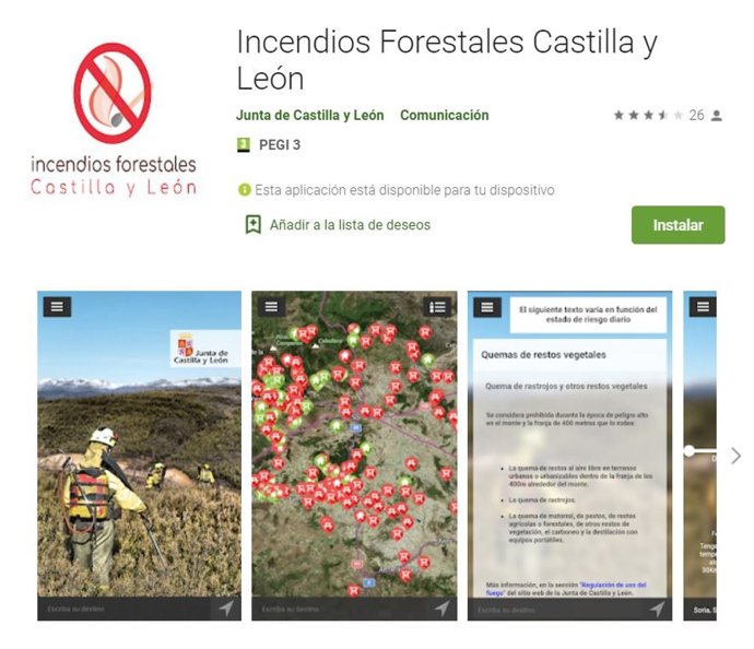 Aplicación móvil gratuita de incendios forestales.