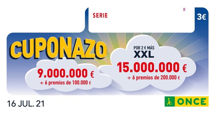 Cuponazo de la ONCE del 16 de julio de 2021.