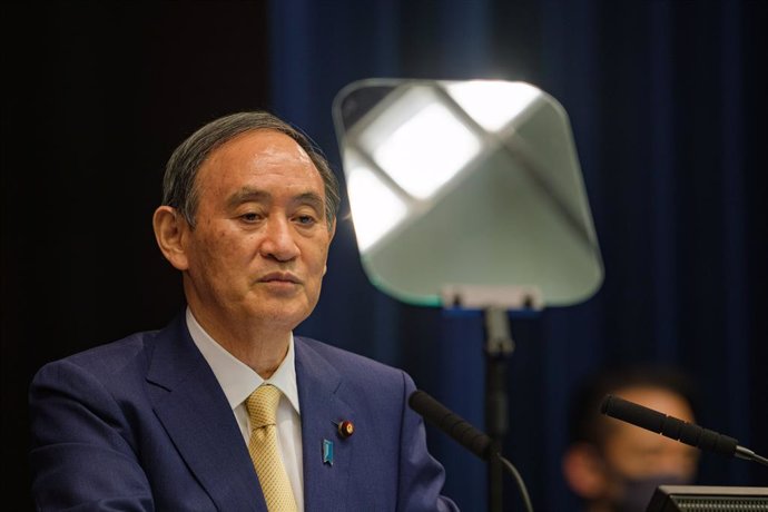 08 July 2021, Japan, Tokyo: Japanese Prime Minister Yoshihide Suga speaks during a press conference at the prime minister's official residence. The government decided to declare a coronavirus disease (COVID-19) state of emergency for Japanese capital ci