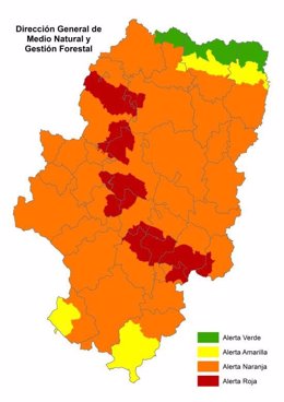 Alerta roja por peligro de incendios forestales en varias zonas de la comunidad aragonesa.