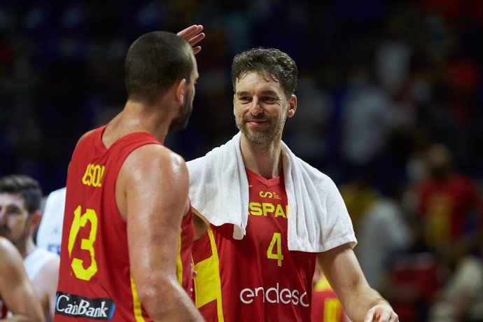 Marc Gasol y Pau Gasol con la selección española de baloncesto