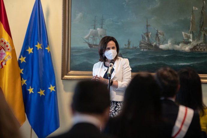 La ministra de Defensa, Margarita Robles, en un acto en el Ministerio