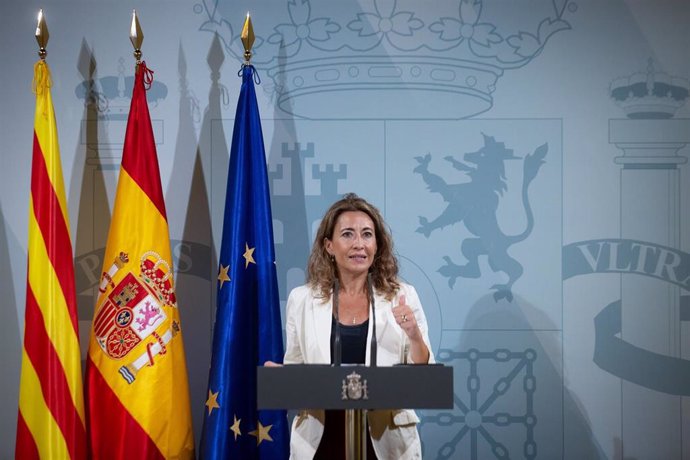 La ministra de Transportes, Movilidad y Agenda Urbana, Raquel Sánchez, en su primer acto como ministra en Catalunya, el 19 de julio de 2021, enla Delegación del Gobierno en Catalunya.