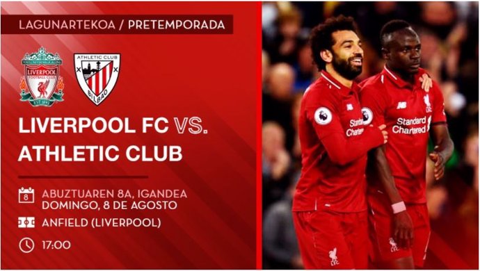 El Athletic Club de Bilbao jugará un partido amistoso contra el Liverpoll  FC en Anfield el 8 de agosto