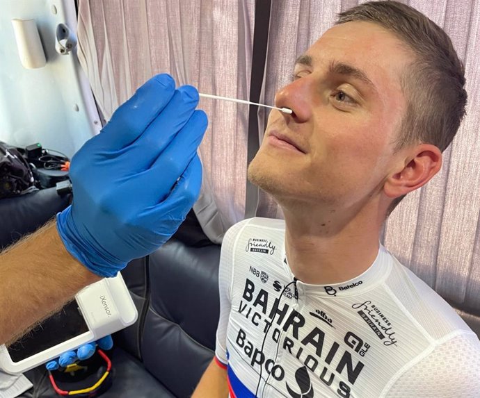 World-class cyclist, Matej Mohoric (Bahrain Victorious), demonstrated the procedure of PixoTest COVID-19 Antigen Testing as the preventative measure during international race.