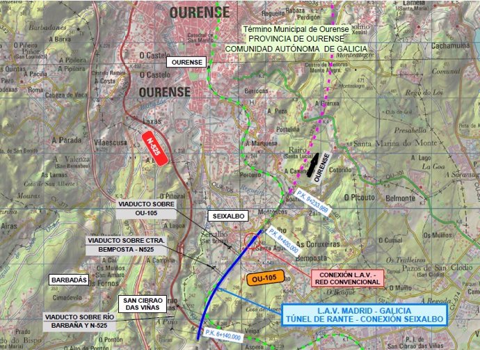Obras de la variante exterior de Ourense del AVE