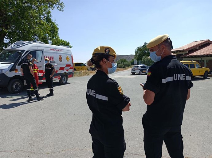 Efectivos de la UME que han trabajado en la extinción del fuego. 