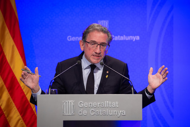 El conseller de Economía y Hacienda, Jaume Giró, interviene en una rueda de prensa posterior al Consell Executiu