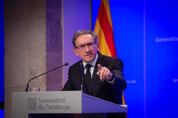 El conseller de Economía y Hacienda, Jaume Giró, interviene en una rueda de prensa posterior a una reunión del Consell Executiu, a 20 de julio de 2021, en la Generalitat de Cataluña, Barcelona, Catalunya, (España). Durante la rueda de prensa, la General