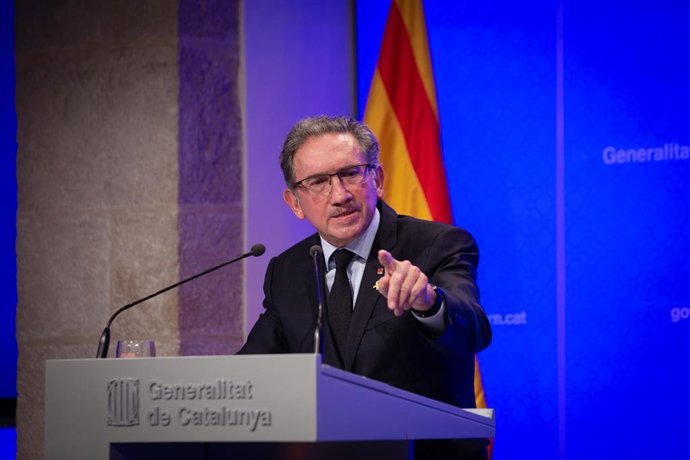 El conseller d'Economia i Hisenda, Jaume Giró, en la roda de premsa posterior al Consell Executiu