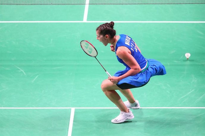 Archivo - Carolina Marín durante un partido en el Europeo de Bádminton de 2021