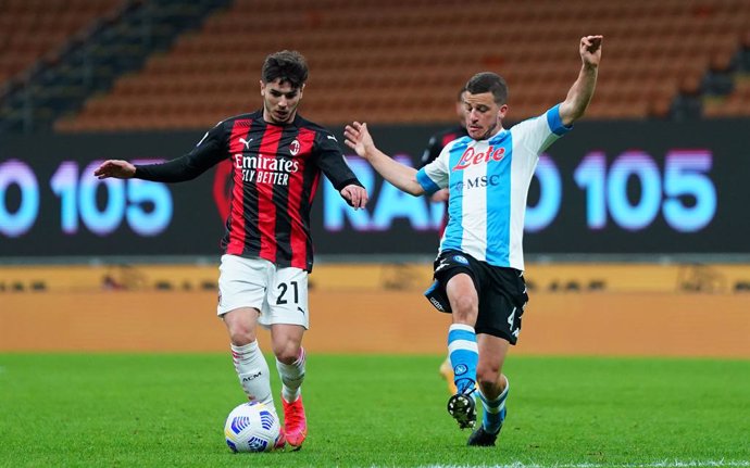 Archivo - 14 March 2021, Italy, Milan: Milan's Brahim Diaz and Napoli's s Diego Demme in action during the Italian Serie Asoccer match between AC Milan and Napoli at San Siro Stadium. Photo: Spada/LaPresse via ZUMA Press/dpa