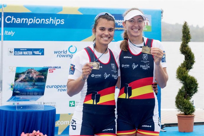 Archivo - Aina Cid, Virginia Diaz Rivas (ESP), bronze medal, Women's Pair during the 2021 European Rowing Championships, on April 11, 2021 in Varese, Italy - Photo Danilo Vigo / LM / DPPI
