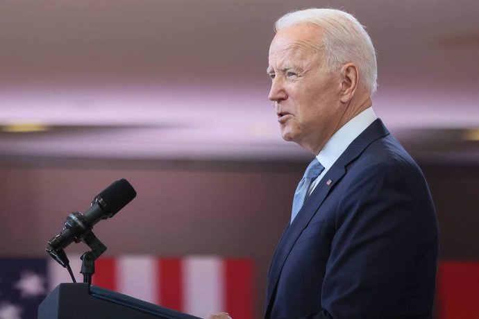 13 July 2021, US, Philadelphia: US President Joe Biden delivers remarks on actions to protect the sacred, constitutional right to vote at the National Constitution Center. Photo: Saquan Stimpson/ZUMA Wire/dpa